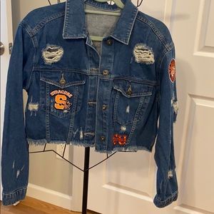 Cropped Syracuse University tailgate Jean jacket.